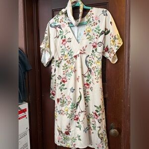 Floral Bird Print Dress Anthropologie